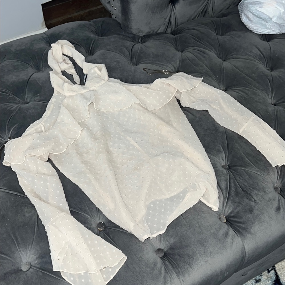 Elegant Cream Ruffle Blouse